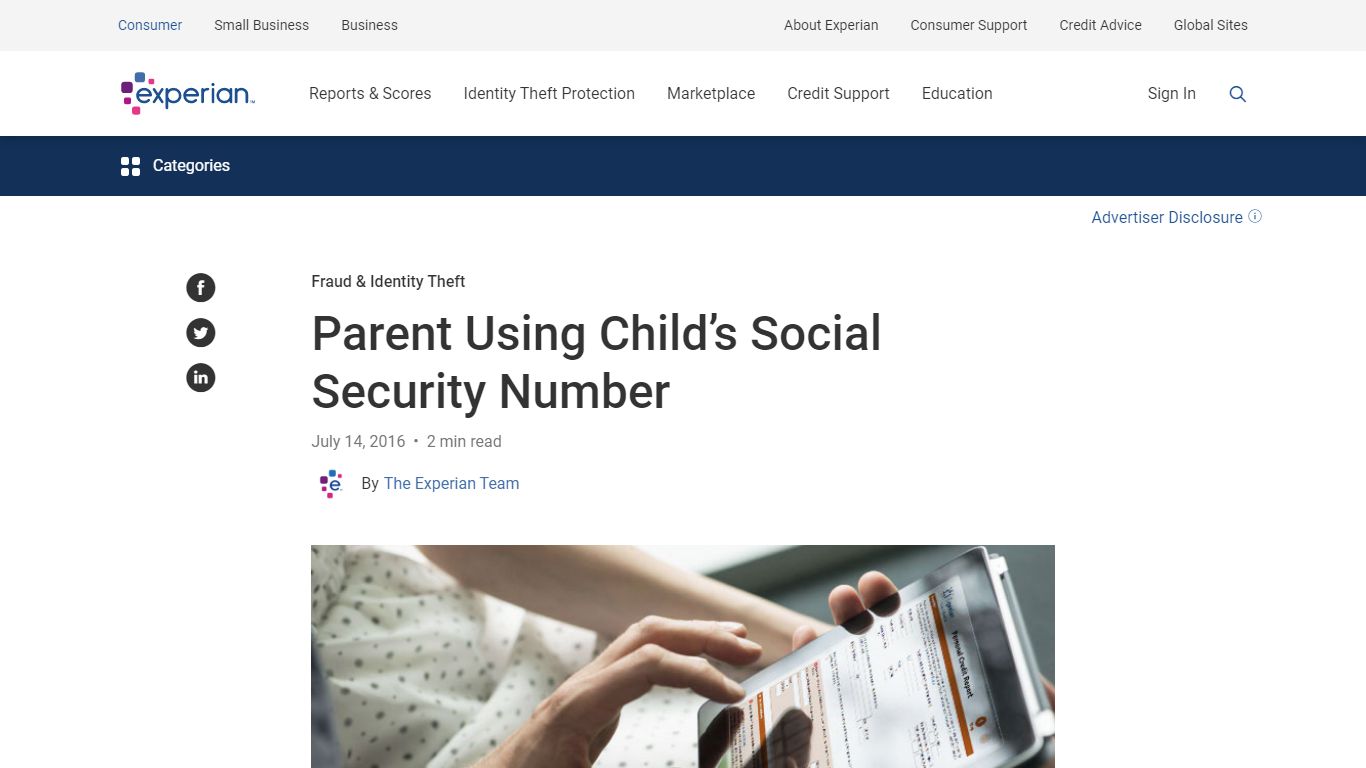 Parent Using Child’s Social Security Number - Experian